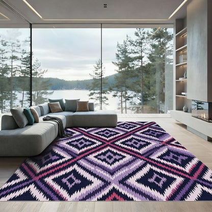 Purple Diamond Jagged Tribal Rug