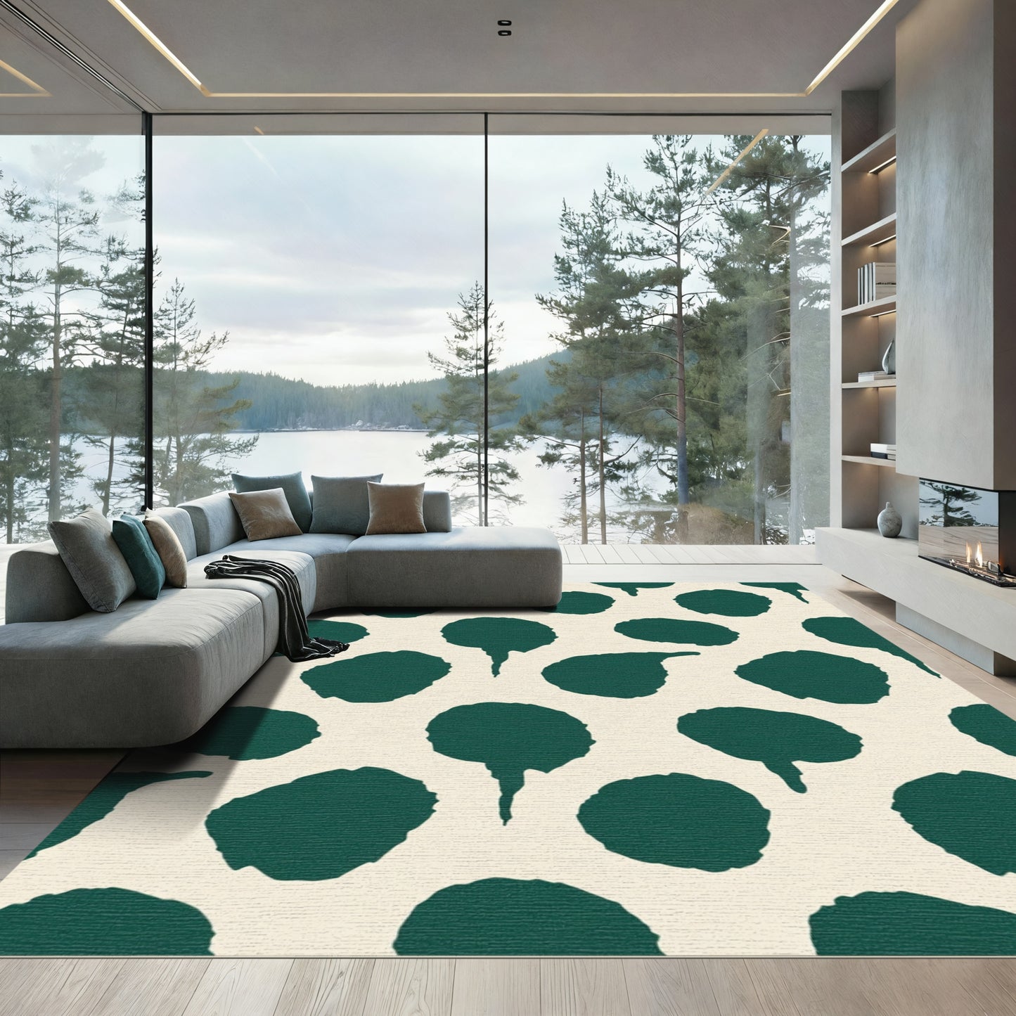 Deep Teal Blob Organic Scatter Rug
