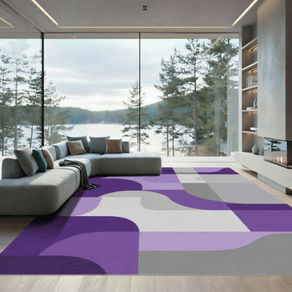 Purple and Gray Abstract Curve Rug
