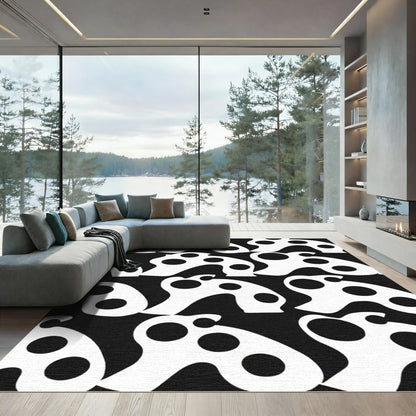 Organic Black White Polka Dot Pattern Rug
