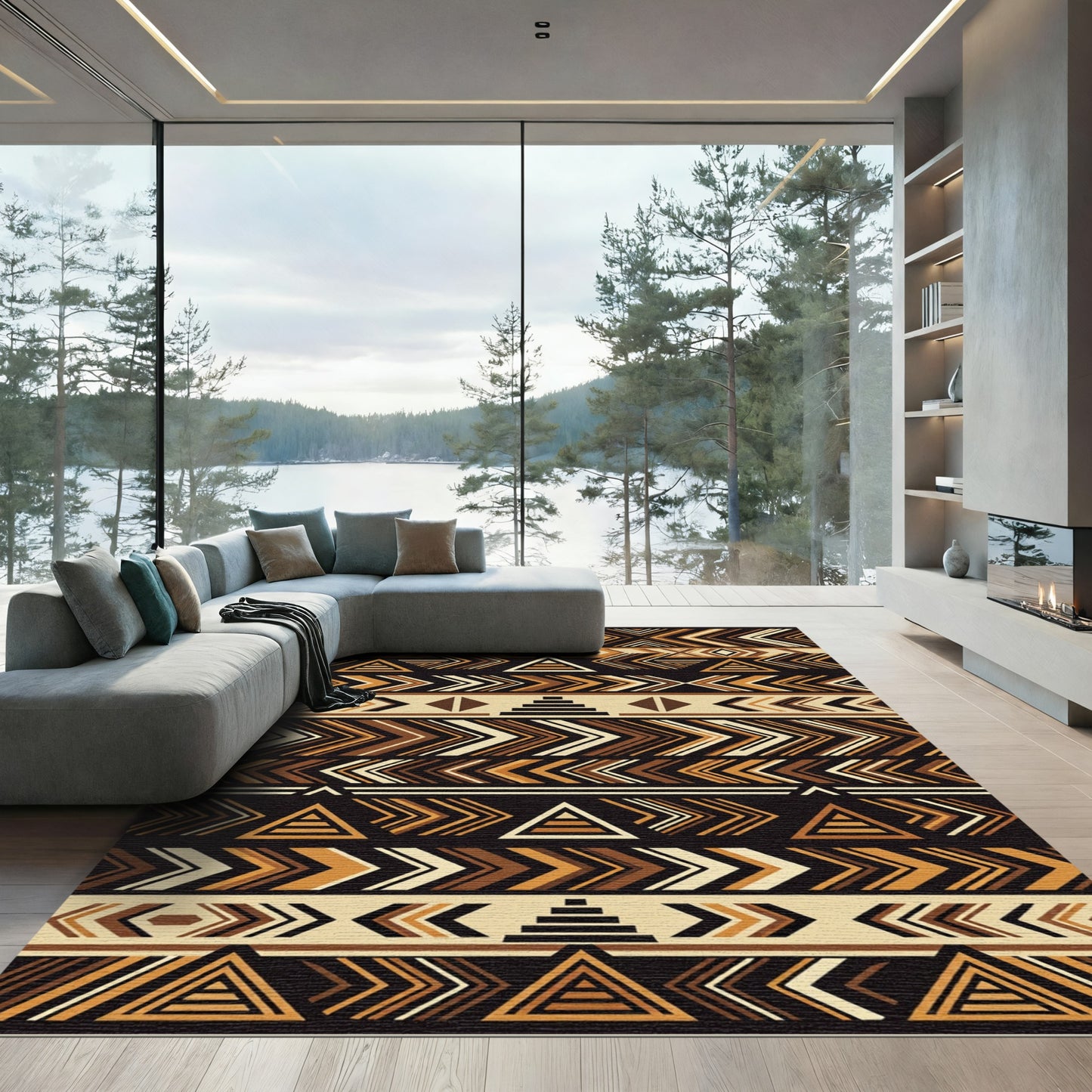 Earthy Tones Geometric Arrow Band Rug