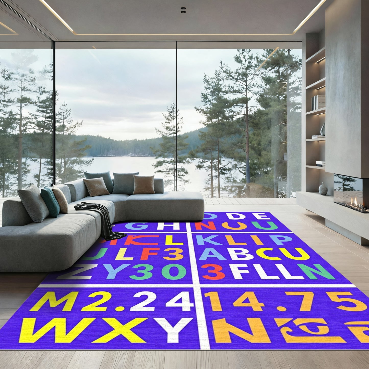 Bold Alphabet Numbers Collage Rug