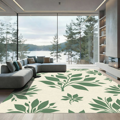 Forest Green Leafy Branches Rug