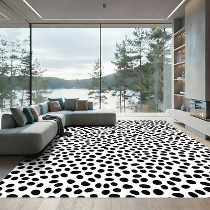 Black White Pebble Scatter Rug