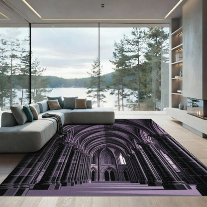 Gothic Violet Cathedral Arch Structure Rug