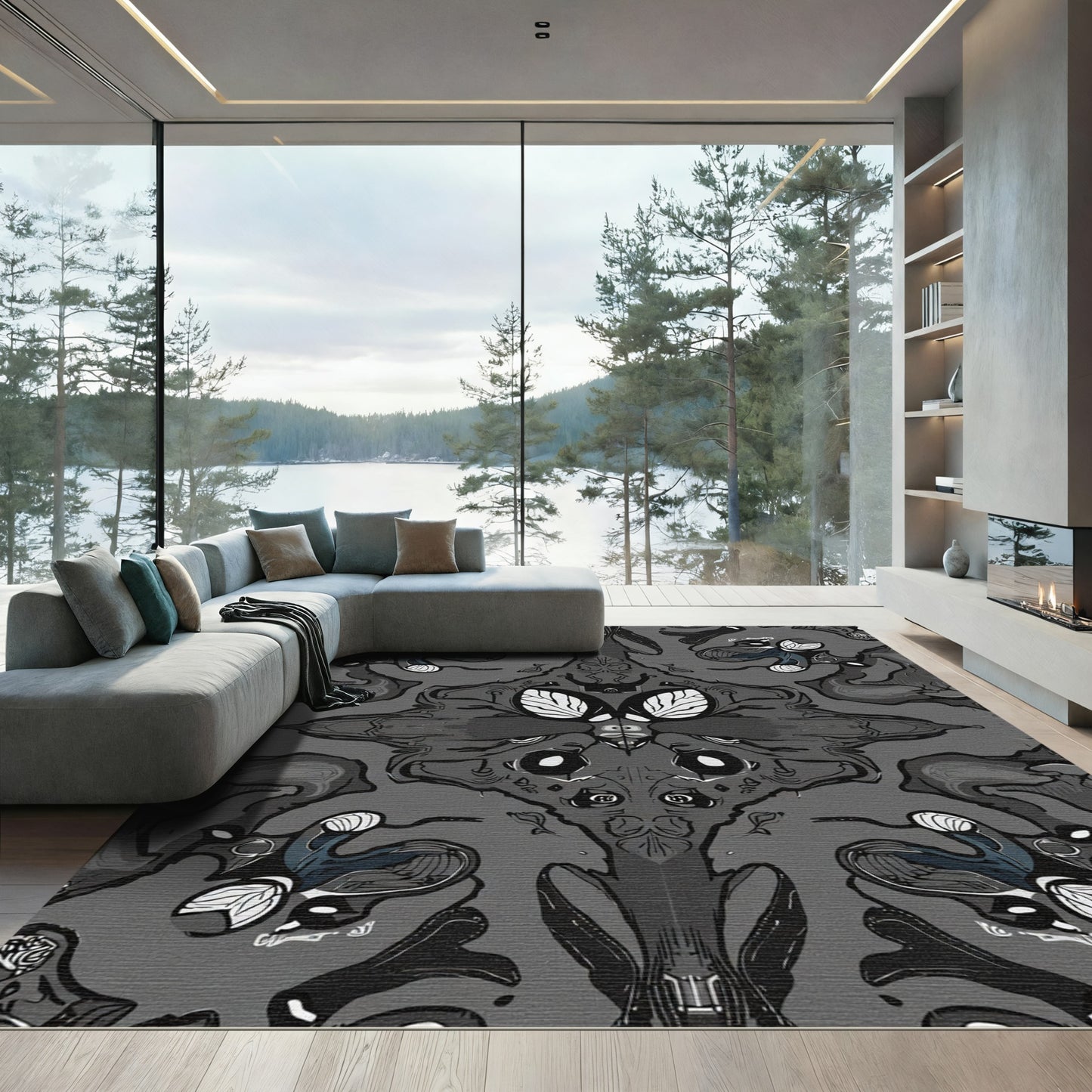Gothic Gray Creature Abstract Rug