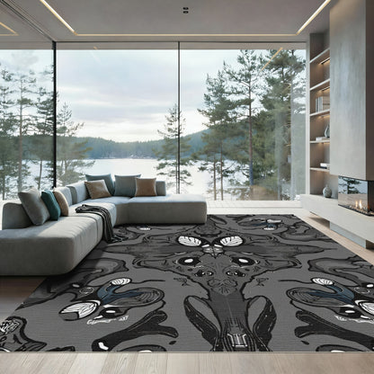 Gothic Gray Creature Abstract Rug