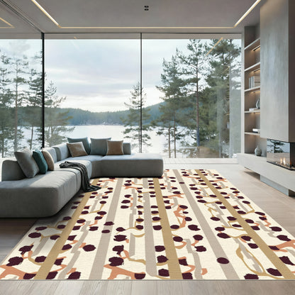 Terracotta Tan Vertical Abstract Dot Rug