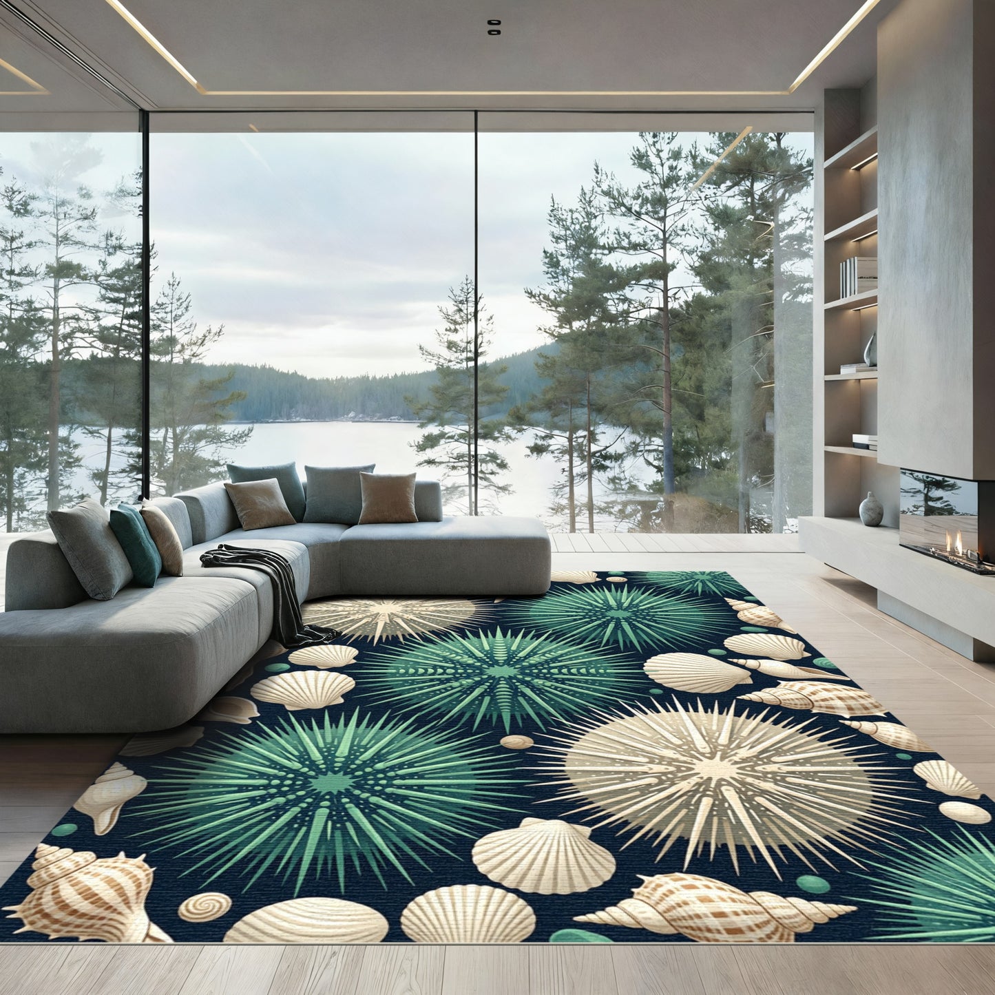 Sea Urchin Seashell Medley Rug