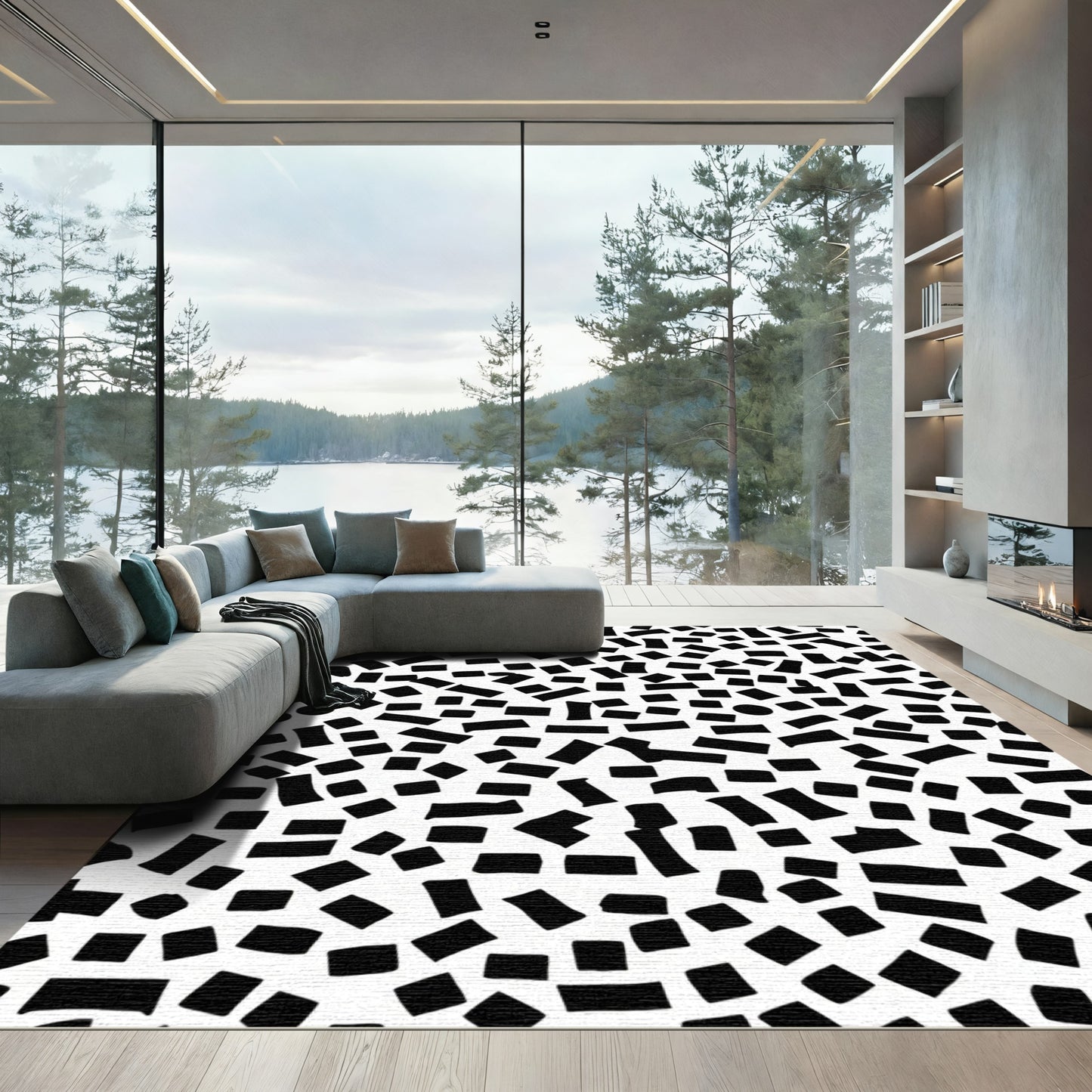 Black and White Textured Scatter Rug