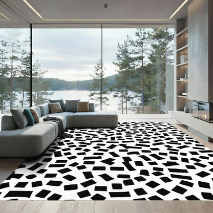 Black and White Textured Scatter Rug