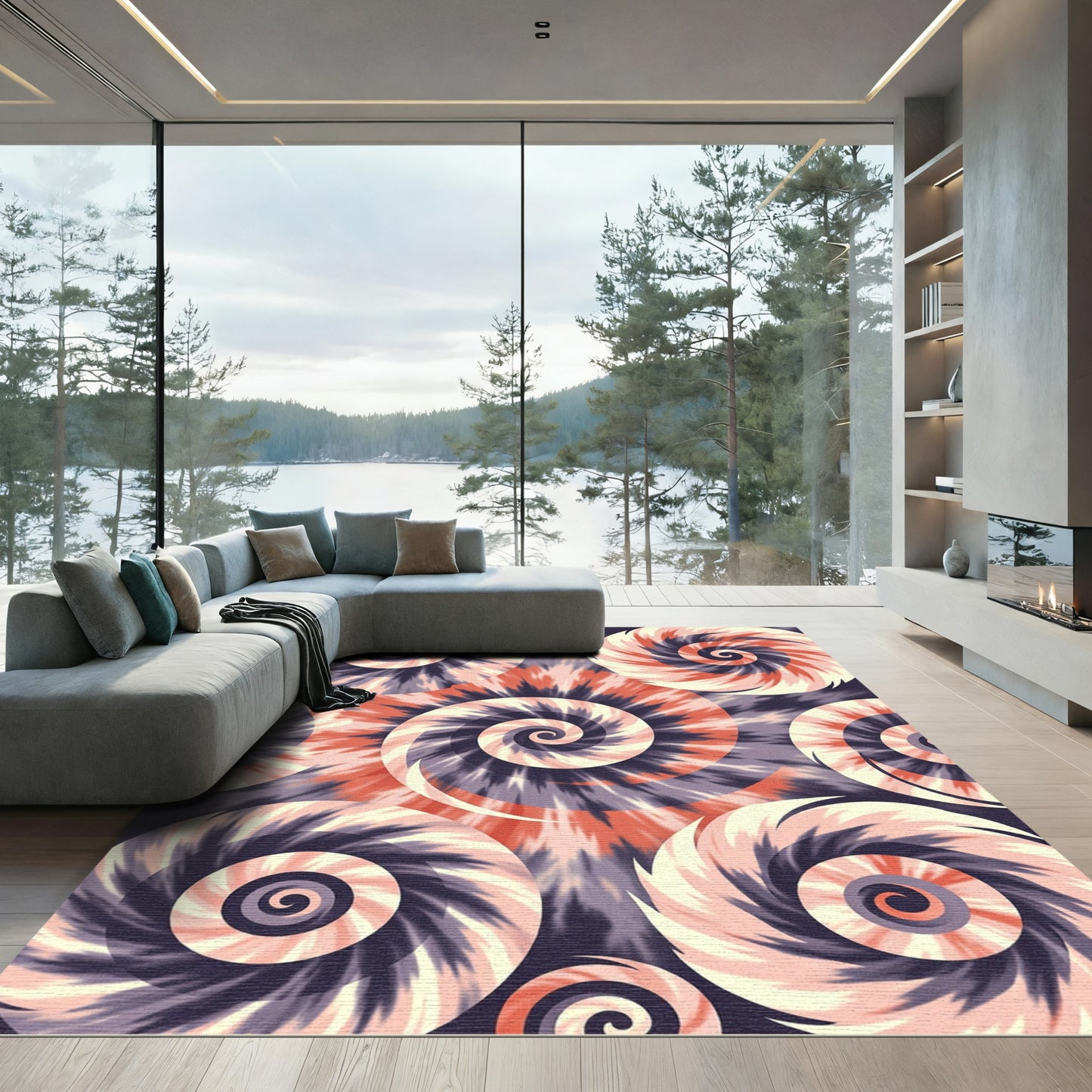 Retro Swirl Tie Dye Rug