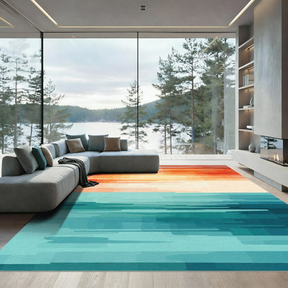 Sunset Ocean Horizon Lines Rug