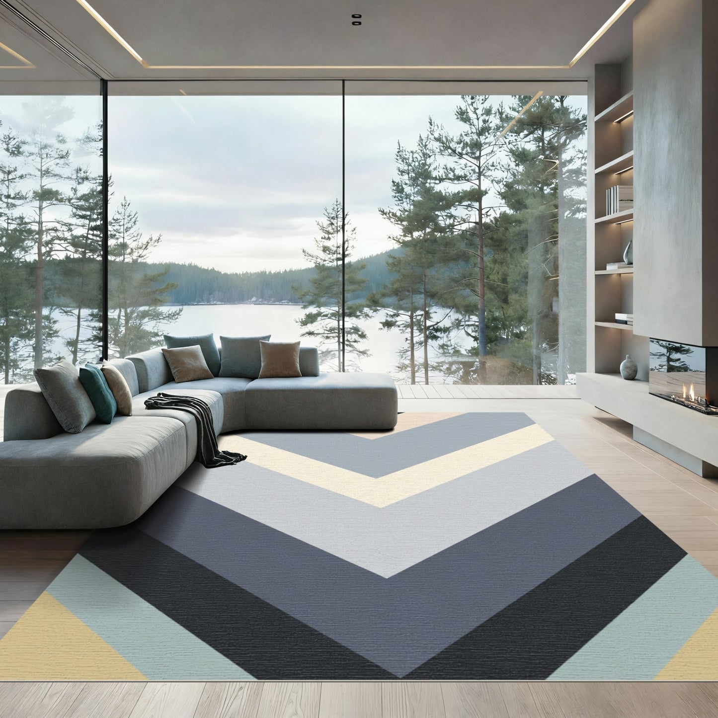 Subtle Chevron Stripe Geometric Rug
