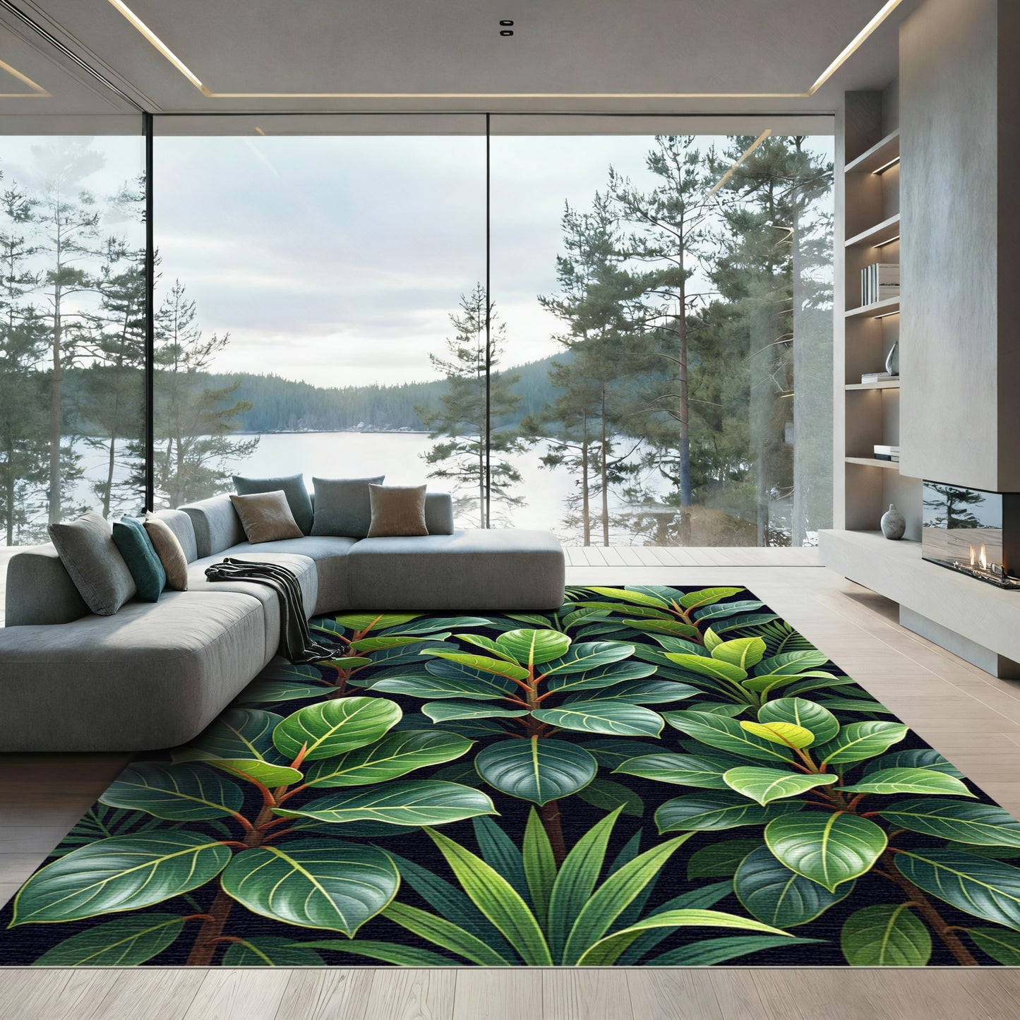 Deep Verdant Jungle Canopy Collection Rug