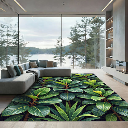 Deep Verdant Jungle Canopy Collection Rug