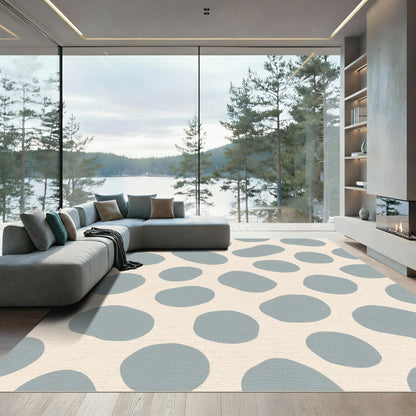 Neutral Gray Blob Organic Composition Rug