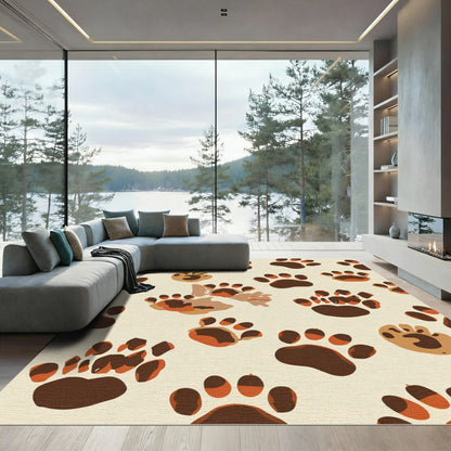 Brown Paw Prints With Earthy Tones Rug
