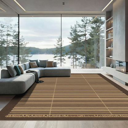 Neutral Tones Geometric Linear Rug