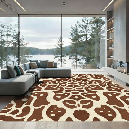 Brown Cream Organic Mandala Rug