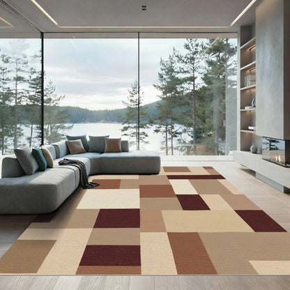 Earthy Tones Geometric Patchwork Rug