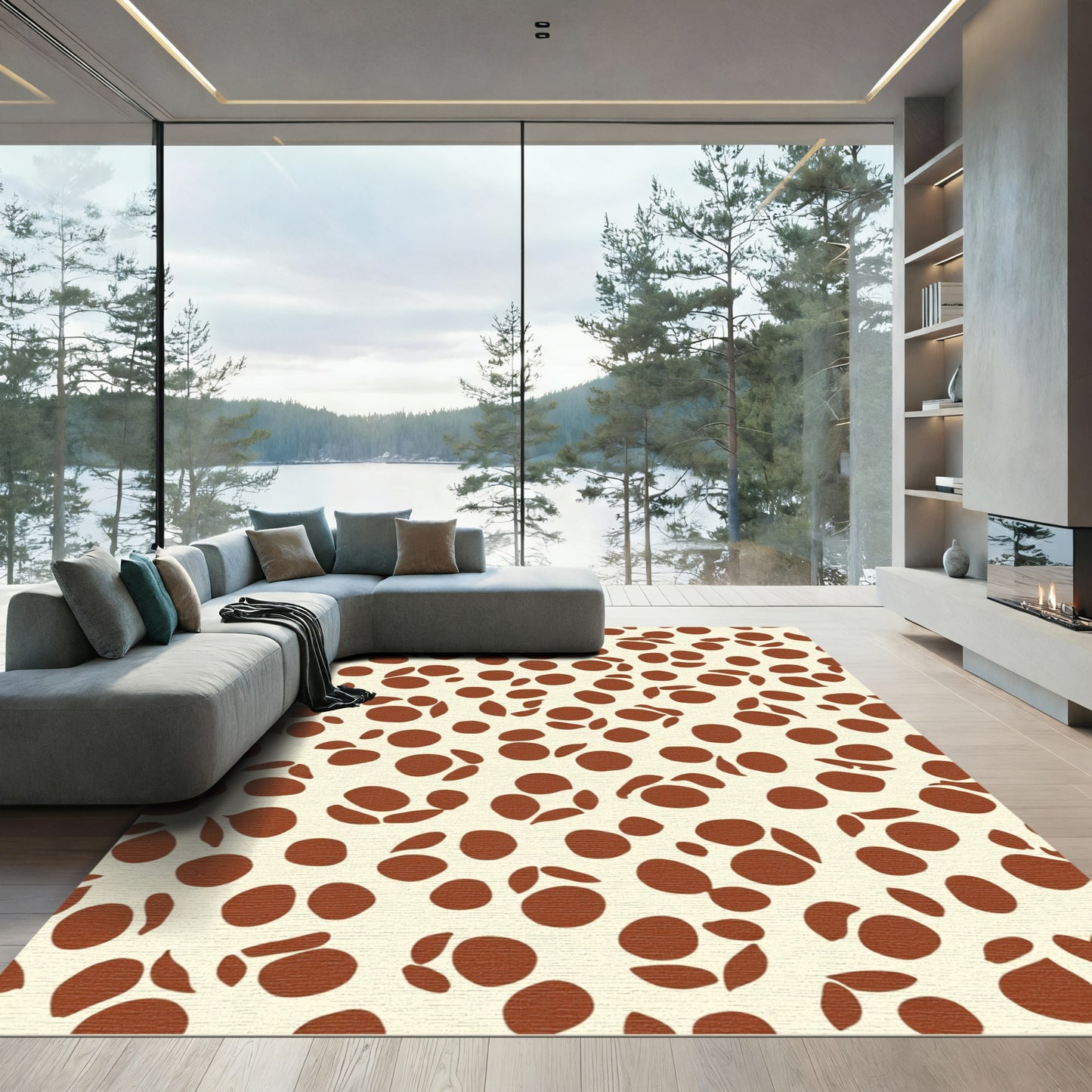 Subtle Round Splatter Overlay Rug