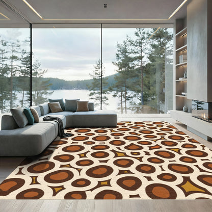 Brown Cream Organic Circles Rug