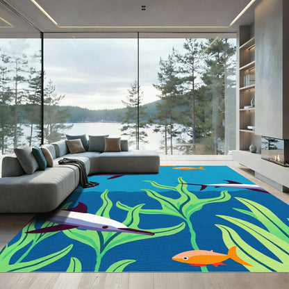 Ocean Dolphins and Coral Reef Life Rug