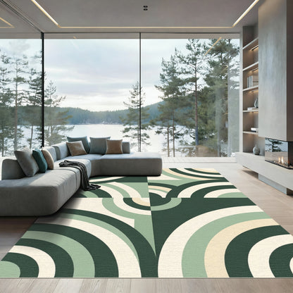 Modern Geometric Sage Arch Composition Rug