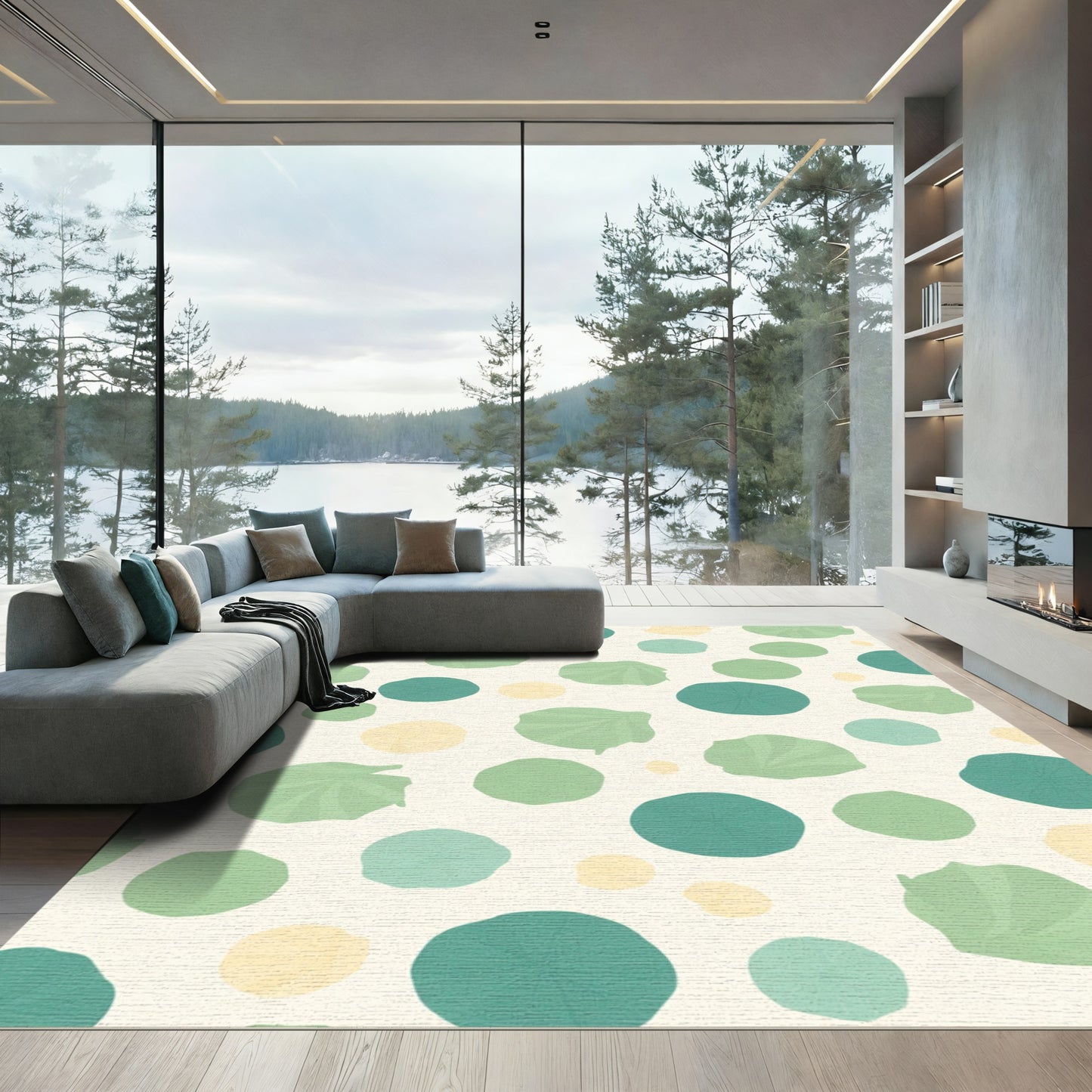 Sage Green Teal Spot Scatter Rug