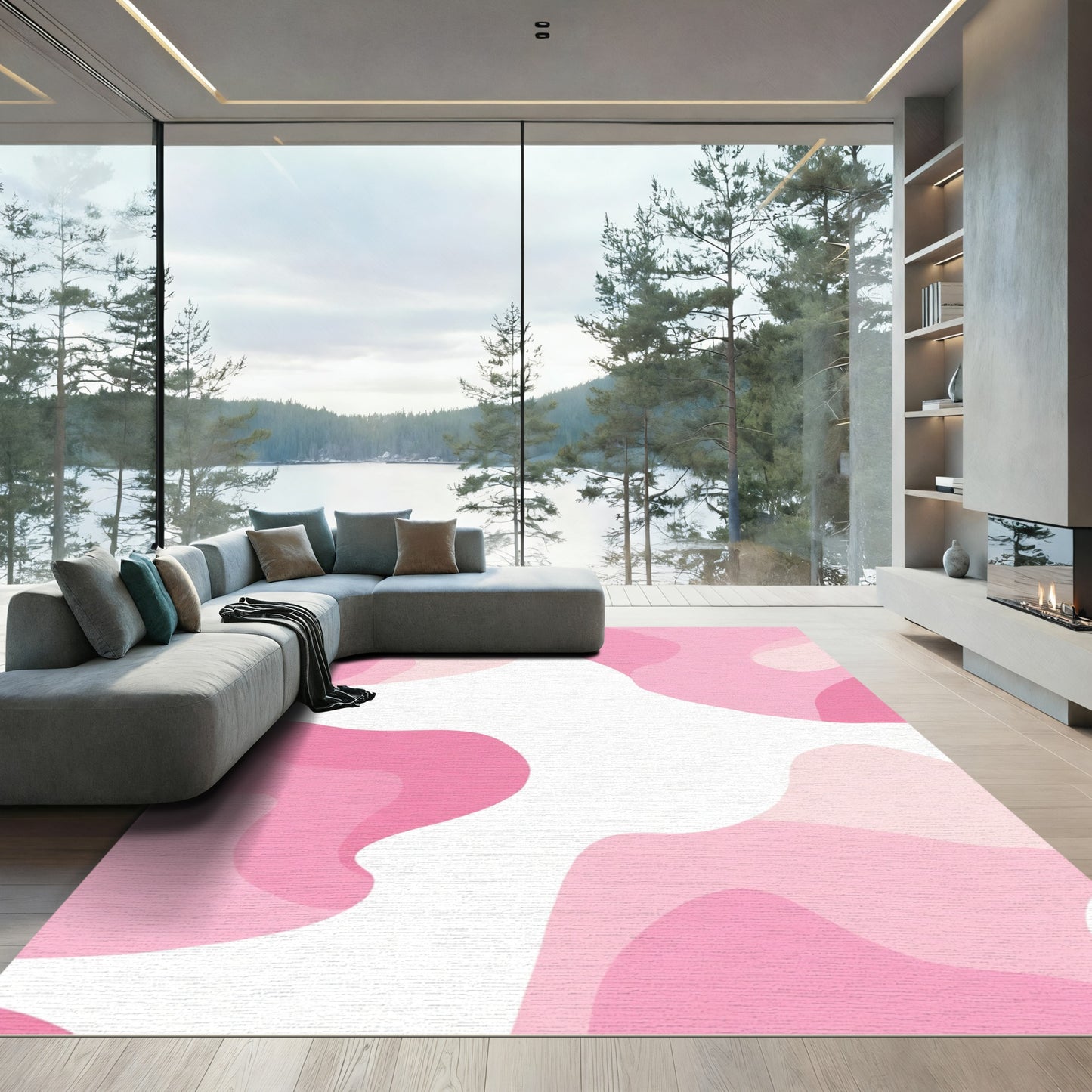 Pink Abstract Blob Gradient Rug