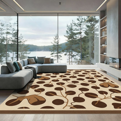 Brown Moth White Pods Swirl Rug