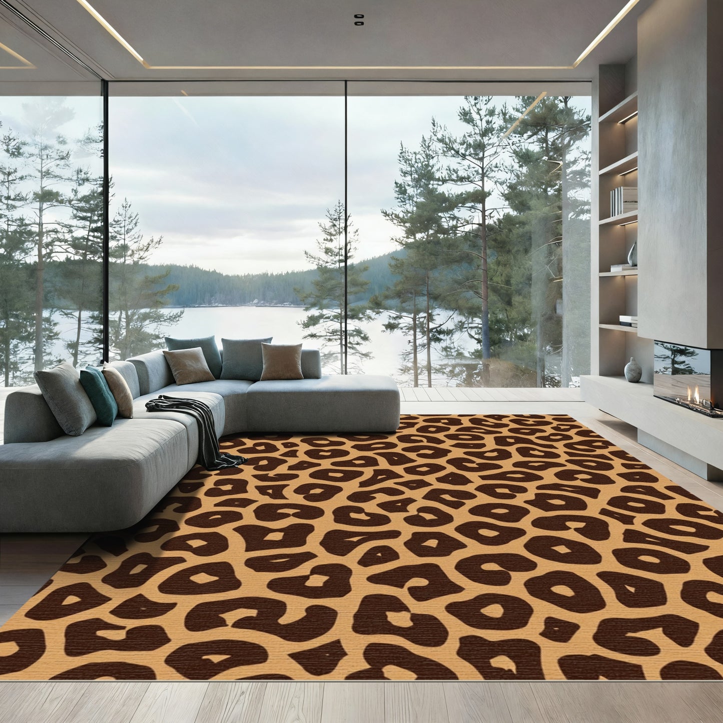 Bold Tan Leopard Spots Rug