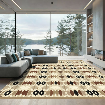Earthy Geometric Diamond Medallion Rug