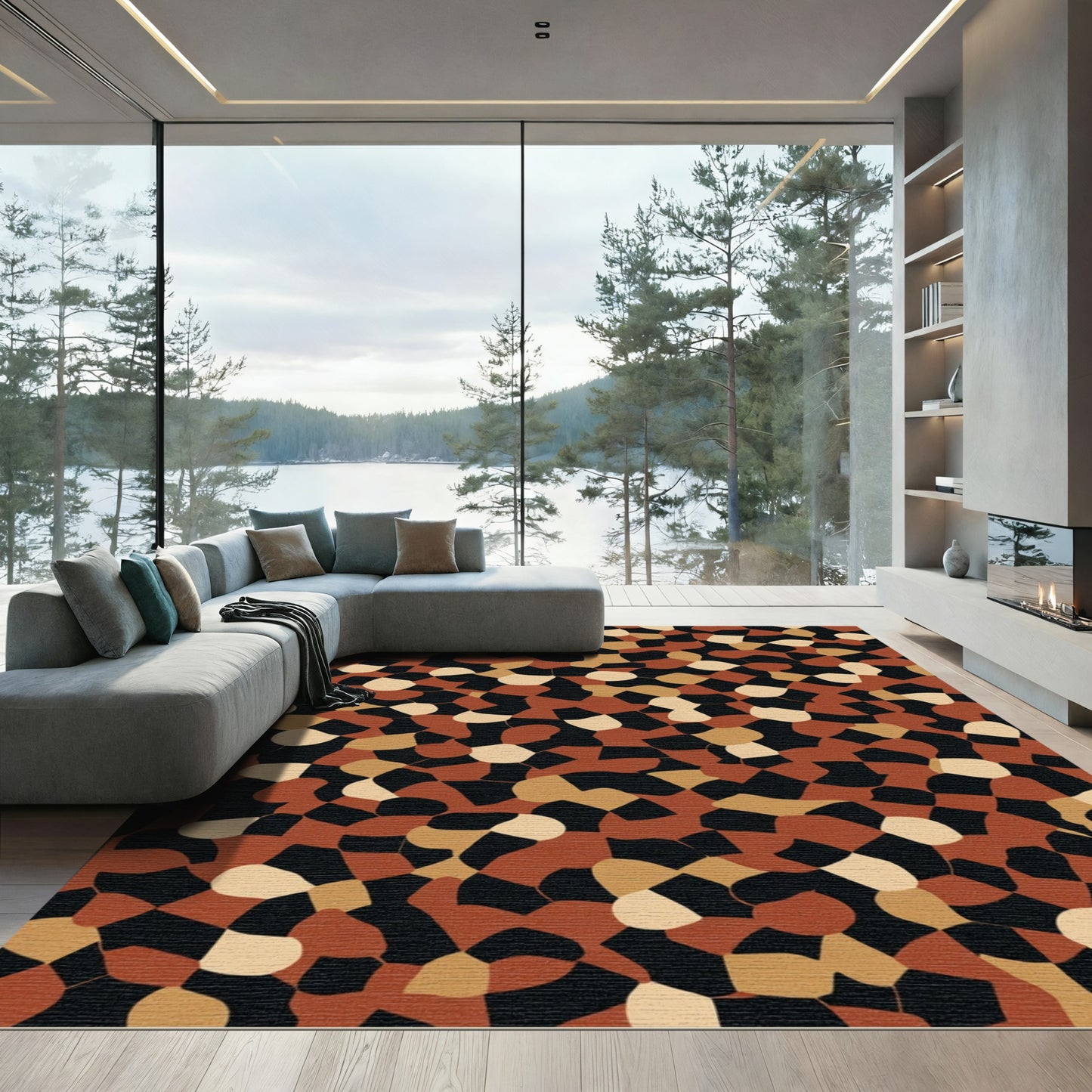 Earthy Camo Organic Patchwork Rug