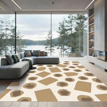 Neutral Terracotta Organic Abstract Shapes Rug