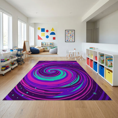 Psychedelic Pink Purple Teal Swirl Rug