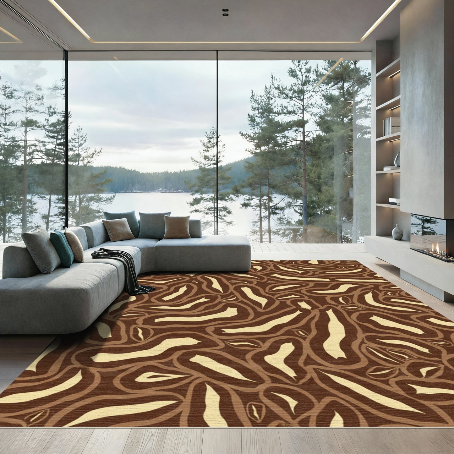 Brown and Beige Organic Flow Rug