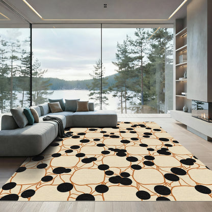 Cream and Black Polka Dot Vine Rug