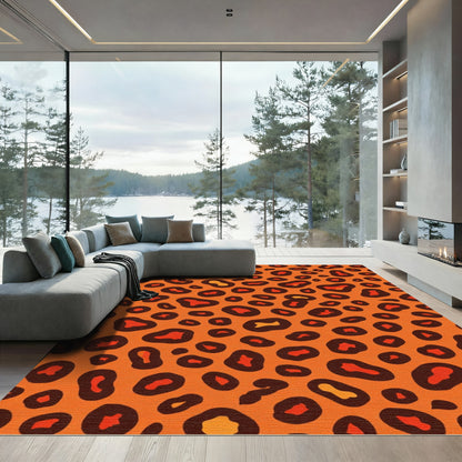 Bold Orange Leopard Spots Rug