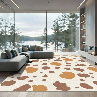 Earthy Brown Orange Splatter Abstraction Rug