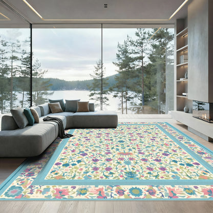 Pastel Floral Botanic Garden Medallion Rug