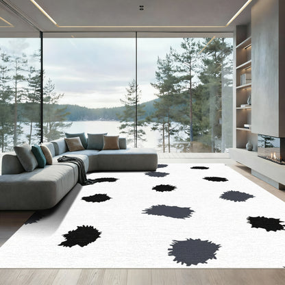 Black Gray Splatter Abstract Shapes Rug