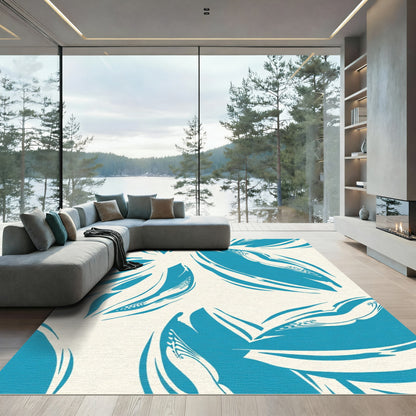 Deep Blue Abstract Swoosh Rug
