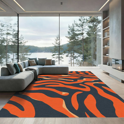 Orange and Gray Abstract Stripe Rug