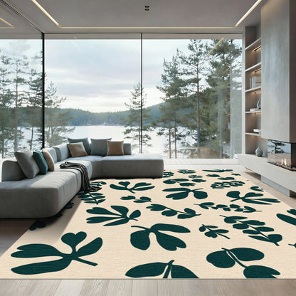 Navy Botanical Cluster Cream Rug