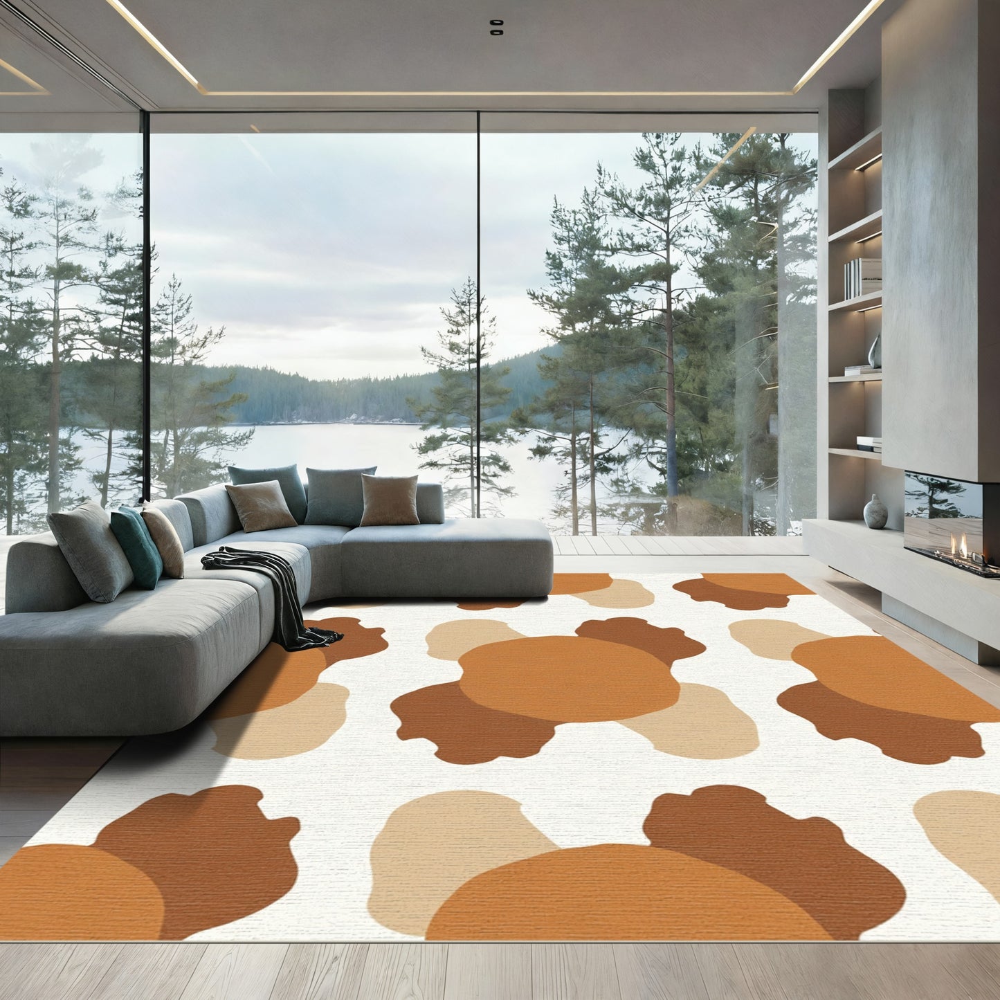 Earthy Abstract Blob Cluster Rug