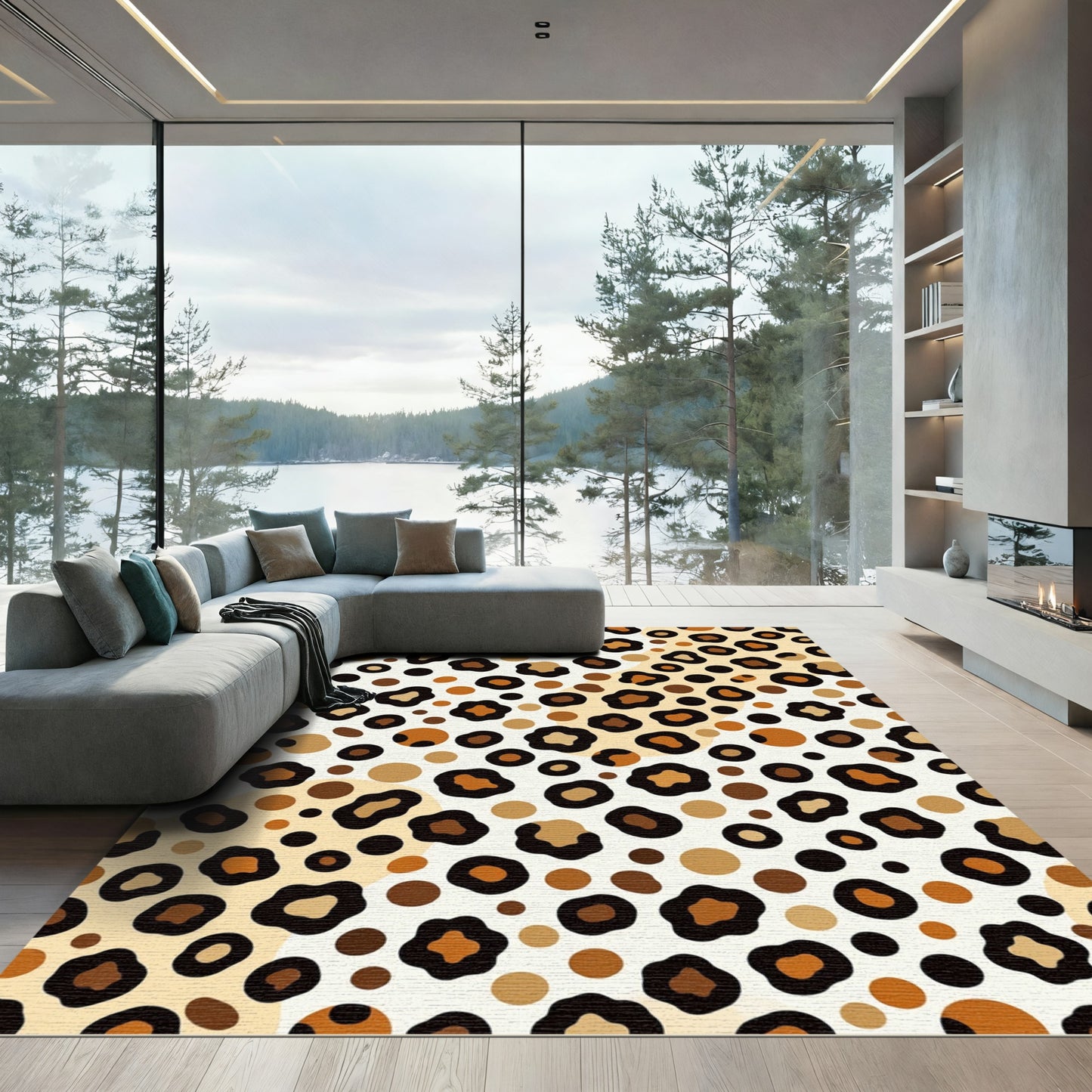 Chic Modern Leopard Spot Animal Rug