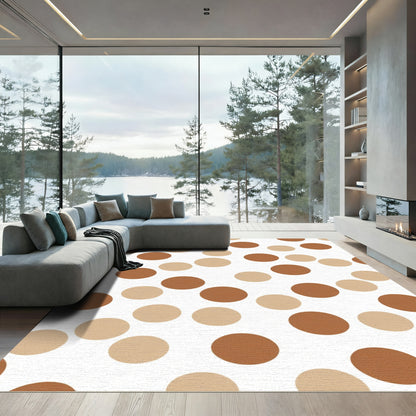 Warm Earthy Brown Tan Polka Dots Rug