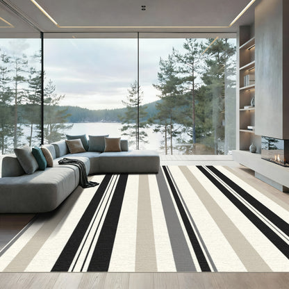 Classic Neutral Tone Vertical Stripe Rug